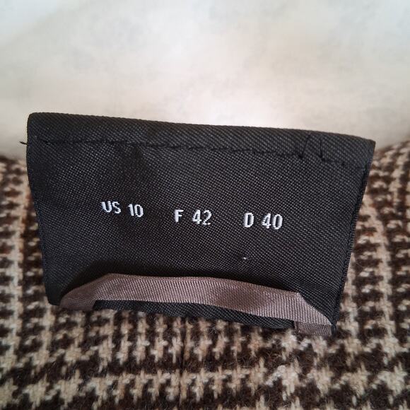 AKRIS 100% Cashmere Houndstooth Brown Blazer Size 10 Quiet Luxury Brand - Picture 11 of 13